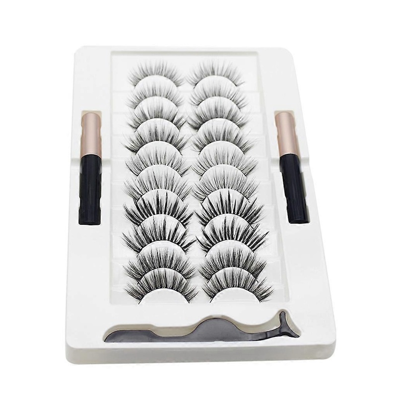 0 Pairs Magnetic Eyelashes and Eyeliner Kit, Reusable 3D Magnetic False Eyelash Extension No Glue Needed for Makeup 1