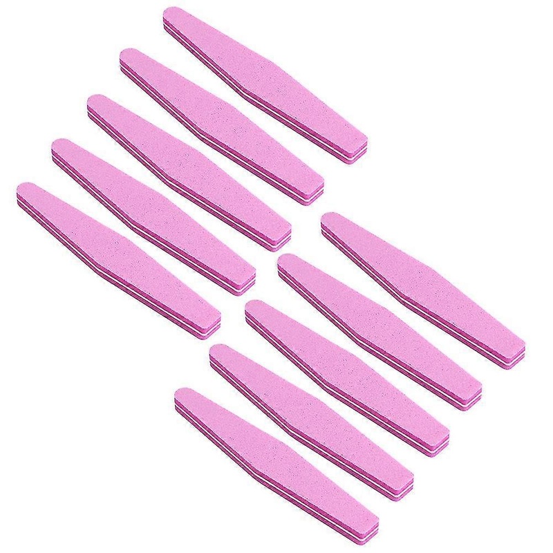 10 pcs Nail Files Sponge Double-Sided Polishing Board Diamond Waterproof Nail Buffers Manicure Tools (Pink)