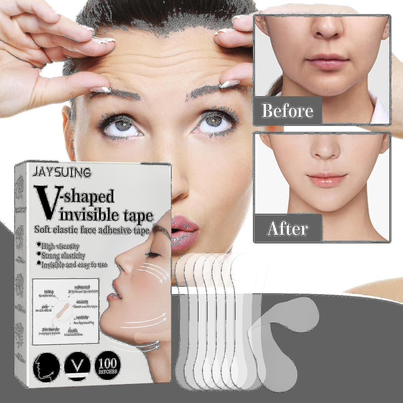 100pcs Lift Face Sticker Instant Waterproof V Shape Breathable Makeup Adhesive Tape