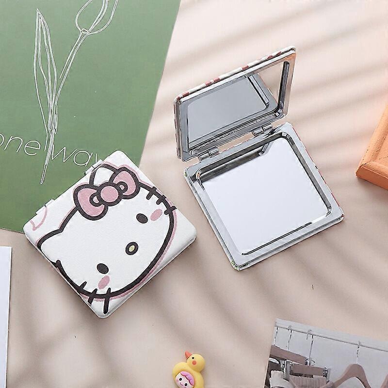 2-pack Cute Travel Packed Mirror Small Pocket Makeup Mirror with 1X/2X Magnification Kawaii PU Leather Mirror Makeup Gift for Women Girlfriend