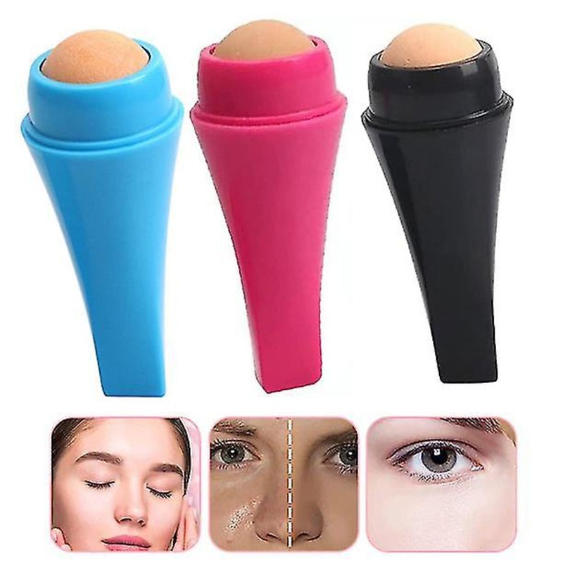 3pcs Volcanic Oil Absorbing Face Roller Mini Massage Reusable Oil Control Stick Skin Care Tools