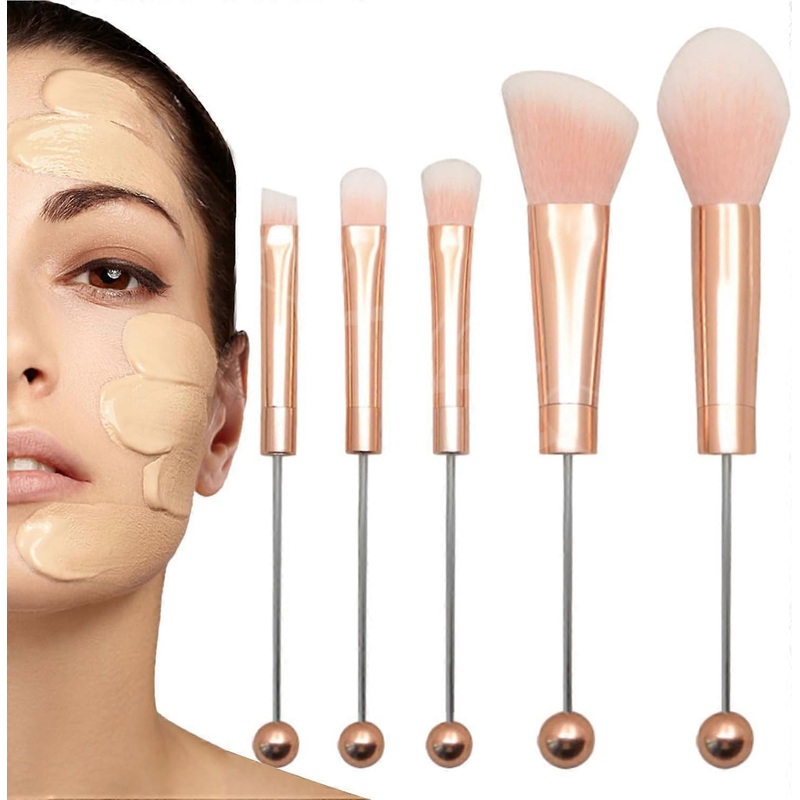 5pcs Beadable Makeup Brushes, DIY Beadable Makeup Brushes, Makeup Comestic Brushes Beaded Brushes Kit for DIY Beaded Eyeshadow Brush