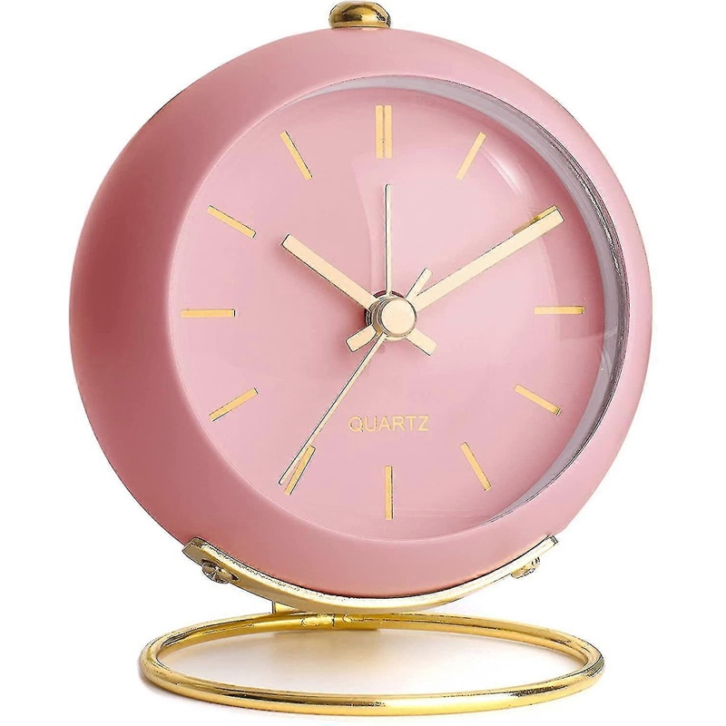Battery Operated Desk Alarm Clocks With Light,retro Silent No Ticking Analog Small Clock,loud Vintage Table Alarm Clocks For Bedside/bedroom (p