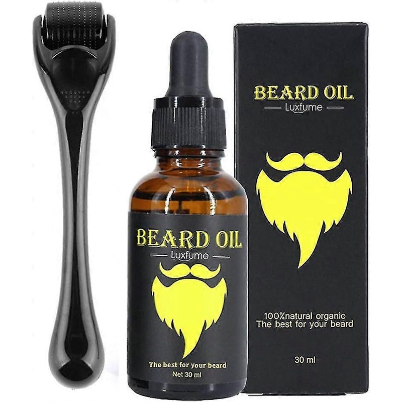 Beard Growth Kit, Derma Roller 0.5mm Derma Roller/Beard Oil for Facial Hair Growth for Men Dad Facilitate New and Old Hair Growth
