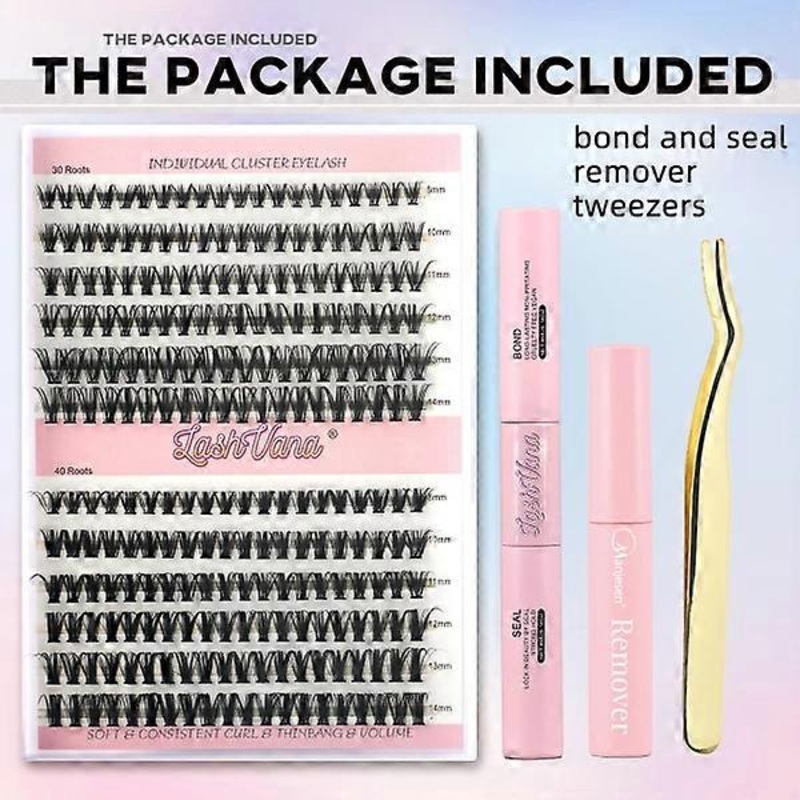 Eyelashes 240pcs Cluster Lash Glue and Sealing Makeup Tool DIY Lash Extension Kit for Lash Glue Adhesive Accessories