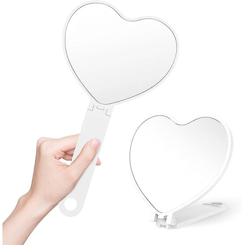 (Heart) Hand Mirror, Hand Mirror with Handle, Small Mirror, Makeu