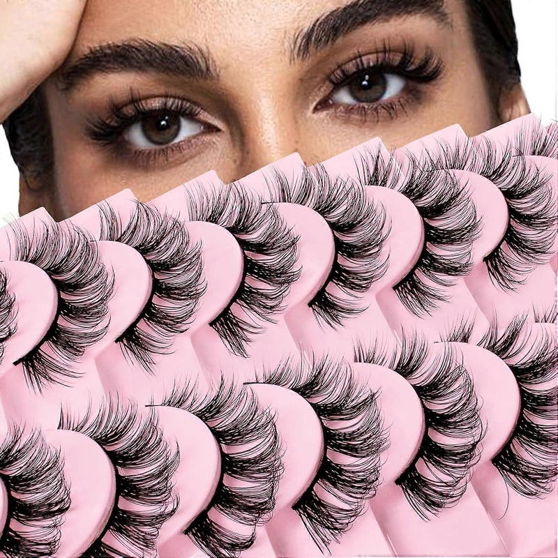 Russian Strip Lashes DD Curl False Eyelashes Fluffy Wispy Faux Mink Lashes 10 Pair Pack (D09)