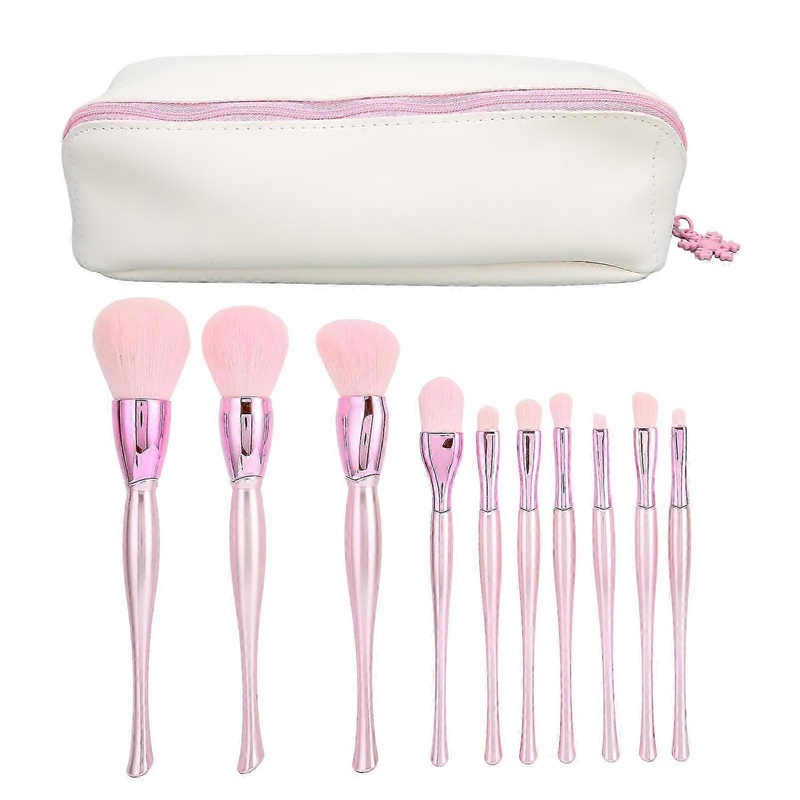 10 Pcs Makeup Brushes Set Soft Brush Hair Comfortable Grip Powder Eyeshadow Highlight Brushes Pink