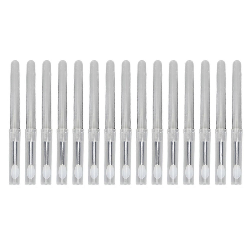 15pcs Silicone Lip Brush with Transparent Handle Dustproof Lid Reusable Lipstick Brush Applicator fo