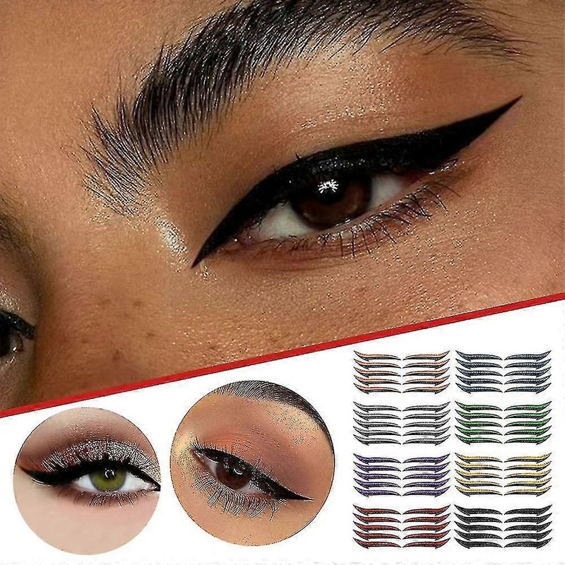 5 Pairs Reusable Eyeliner Stickers Double Eyelid Patch Glitter Eye Line Makeup Sticker