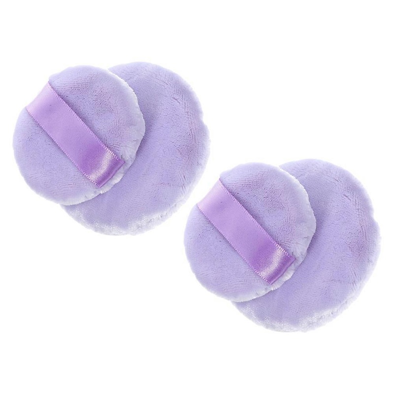 Cotton Powder Puff Foundation Application Ergonomic Handle Design 4Pcs