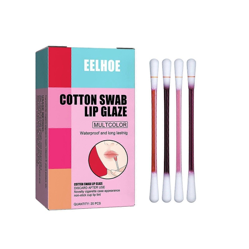 Cotton swab lip glaze Cigarette case lip brush dyed lip liquid Xiaohongshu net red same style lip gloss new hot style lipstick 20PCS