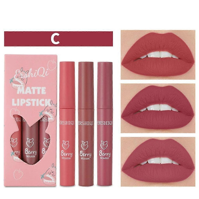 Makeup 3pcs Lipstick Set Matte Liquid Lipsticks Waterproof Non-stick Cup