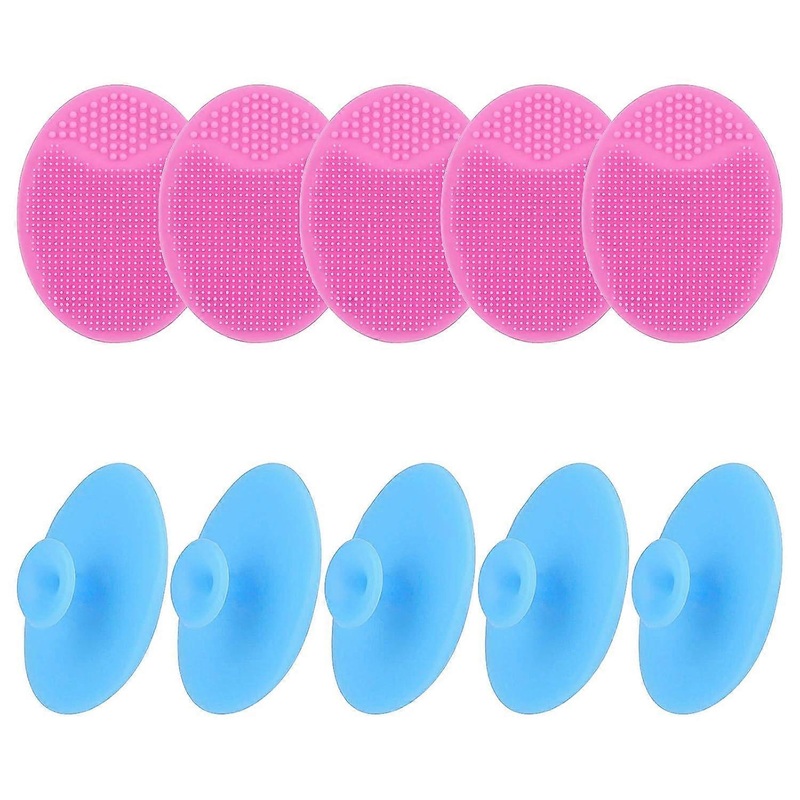 10 Pack Soft Silicone Facial Cleansing Brush, Handheld Facial Brush Pore Cleansing Brush Facial Exfoliating Brush (Blue and Red)