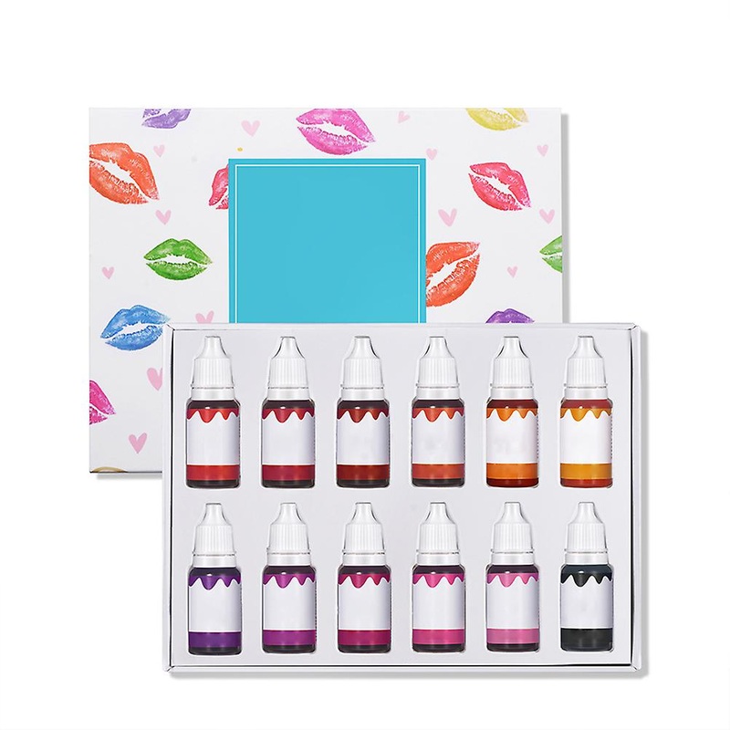 12 Bottles 10ml Lip Gloss Colorants DIY Liquid Pigment Lipgloss Makeup Dyes