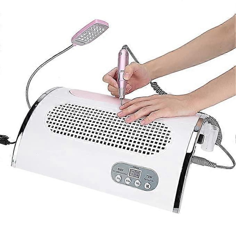 4 in 1 Multi-Functional Electric Nail Drill Machine Nail File Drill Pen Kit Nail Art Dust Suction Collector, 54W Nail Dryer Lamp Nail Gel Polish Art
