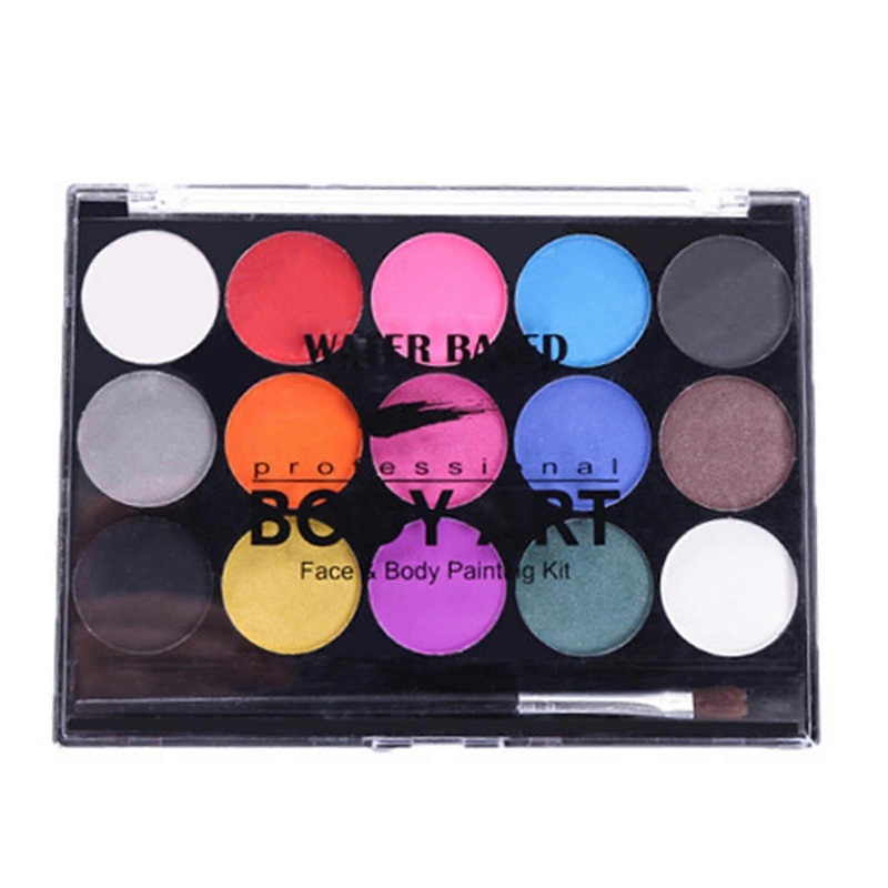 Professional Quality Glow Black Light Neon Face Paint, Hypoallergenic Safe & Non-Toxic, Water Based High Pigment Body Art Palette for Festivals, 15