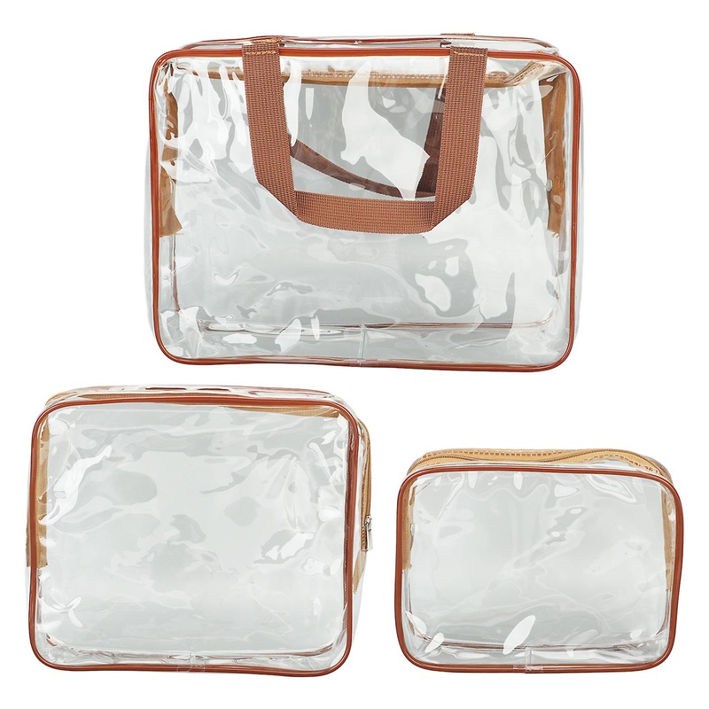 3 Pieces Clear Travel Bags Waterproof Portable Transparent Cosmetic Makeup Bags for Lunch Fitness Swimming Storage