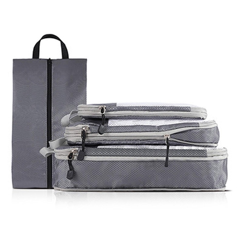 4PCS Travel Bag Foldable Packing Storage Bag Mesh Visible Item Clothing Sorting for Travelling Business Trip