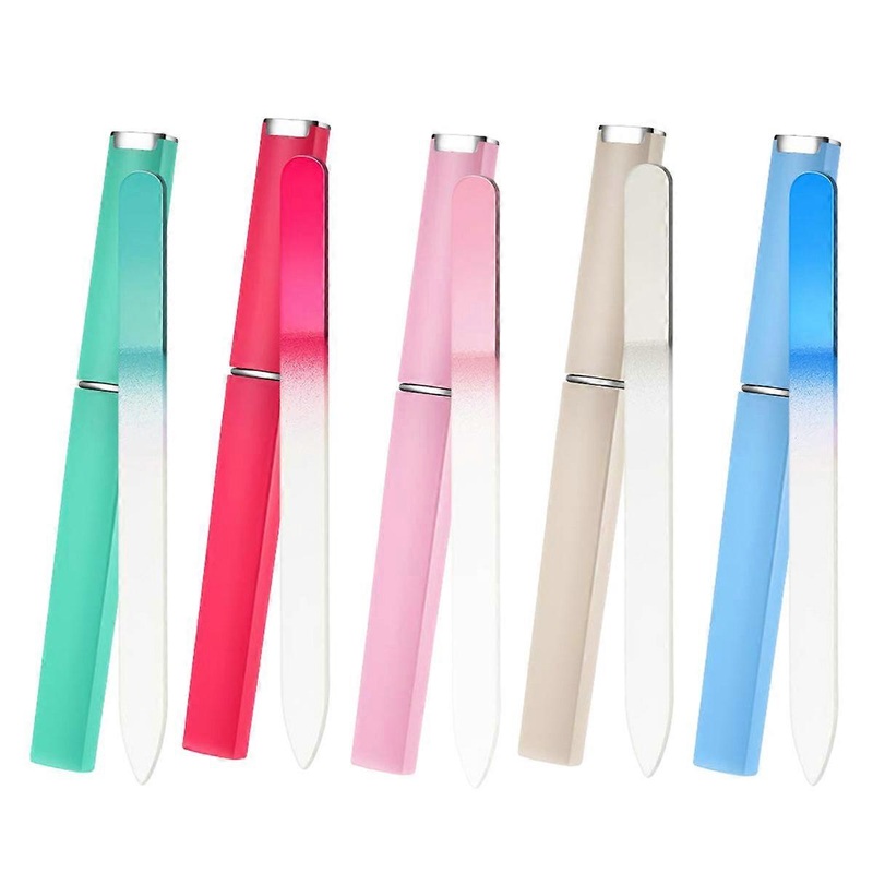 5 Pcs Glass Nail Files with Cases for Manicure Care