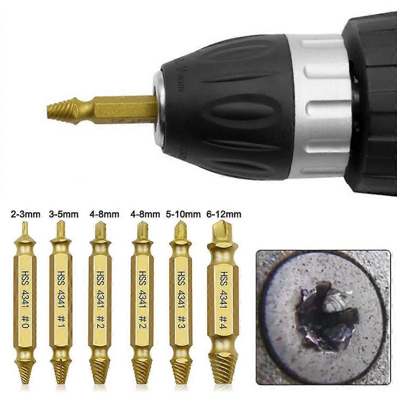 6PCS Double-head Damaged Screw Extractor Remover Set Kit For Removing Stripped Broken Rusted Unscrew Free-spinning Deck Screws
