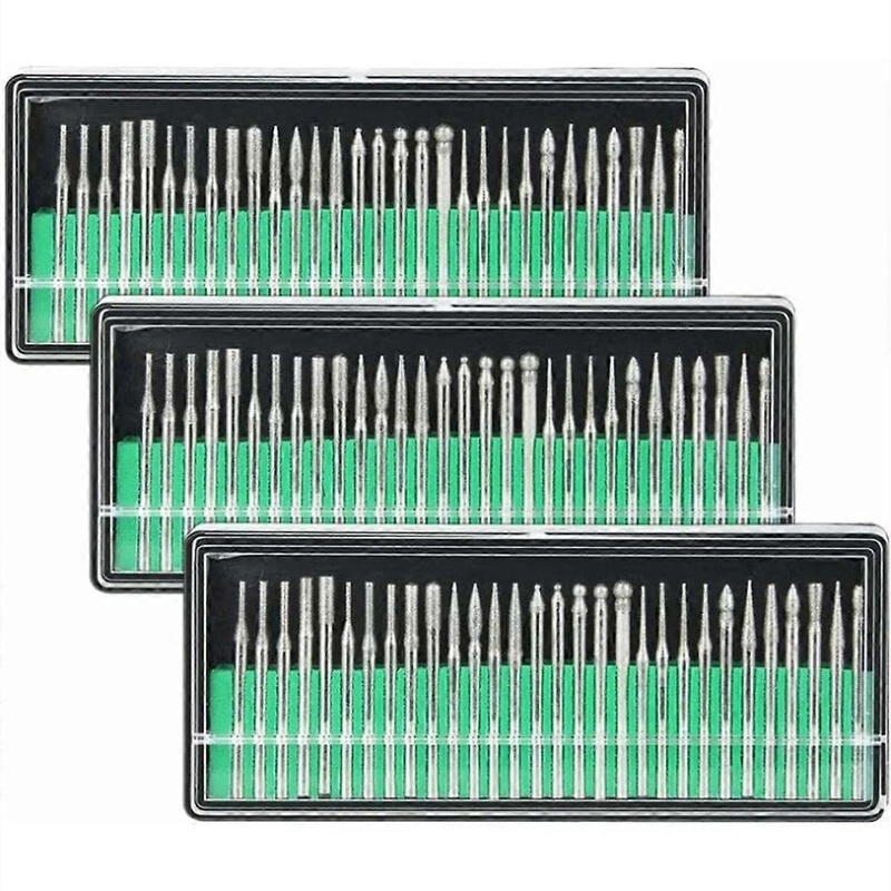 90 PCS Diamond Burrs 3mm Shank 120 Grains Grinding Stone Drill Diamond Engraving Carving Shape Drilling Filing Tool