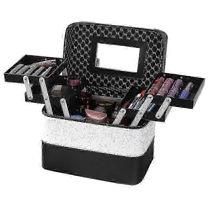 Cosmetic Storage Box PU Leather Large High Capacity Portable Toiletry Bag for Travel