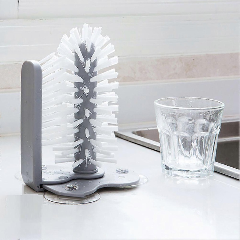 Versatile Glassware Cleaner With Double Sided Bristle Brush For Efficient 360 Degree Cleaning, Cup And Bottle Brush With Suction Cup Installation