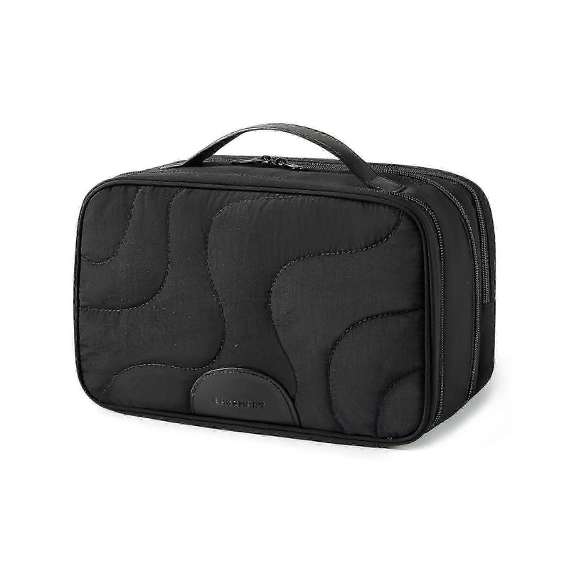 Women’s toiletry bag, wide-open makeup organizer, black suitable for FunFable brand