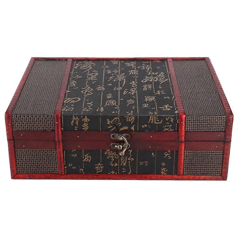 Wooden Book Storage Box Jewelry Certificate Organizer Storage Case (Large Size Chinese Style)
