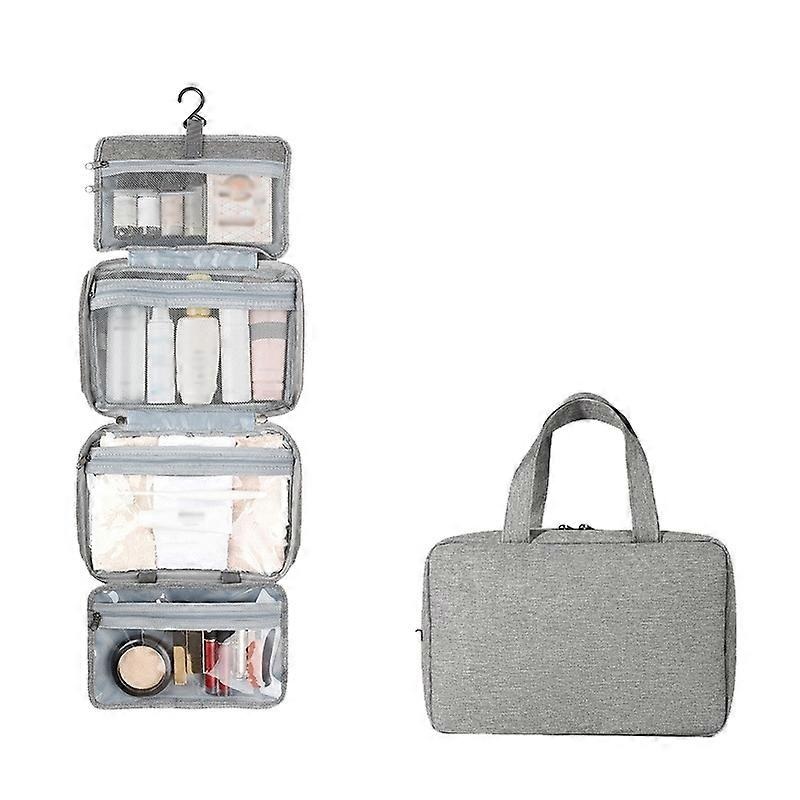 13552A Travel Waterproof Foldable Toiletry Bag Cosmetic Bag with Hook, Color: Grey