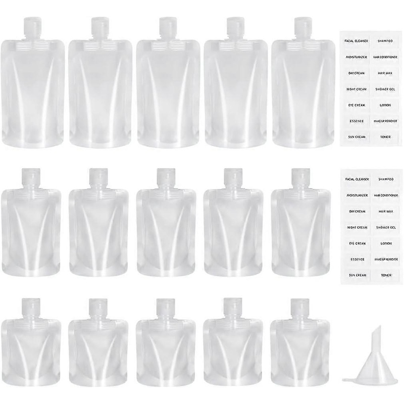 15 Pcs Travel Size Toiletries Bag,Portable Travel Fluid Makeup Packing Bags Refillable Squeeze Pouch for Toiletries Travel Toiletry Containers for Lot