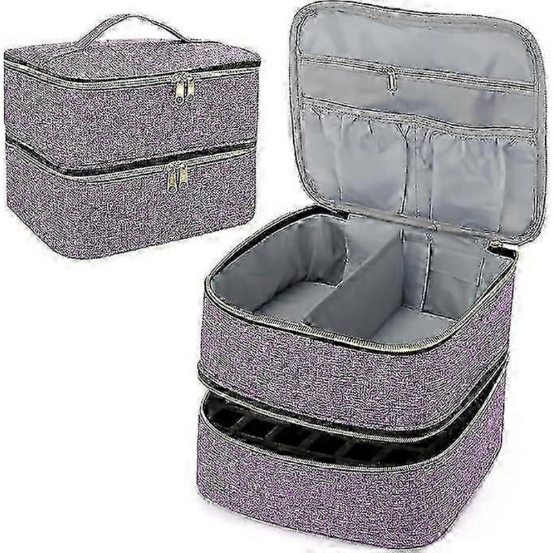 2-Layer Toiletry Travel Bag – Stylish Storage Solution with Nail Polish Bottle Compartment, Perfect for Cosmetics, Makeup and Beauty Essentials, Space