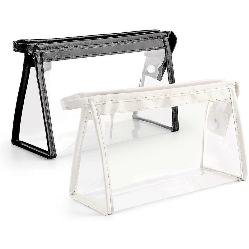 2 Pack Clear Toiletries, Waterproof Pvc Cosmetic Bag Travel Bag – 20cm * 12.5cm * 8.5cm (black & White)