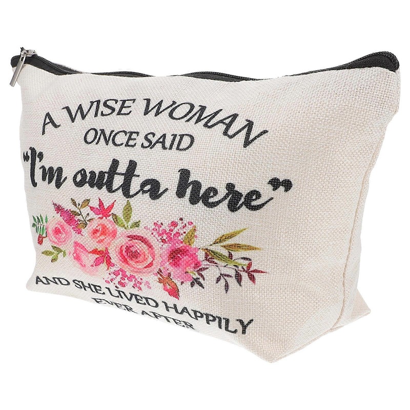 Zipper Makeup Pouch Canvas Printed Cosmetics Bag Women Travel Accessory Rectangular Shape 1Pcs