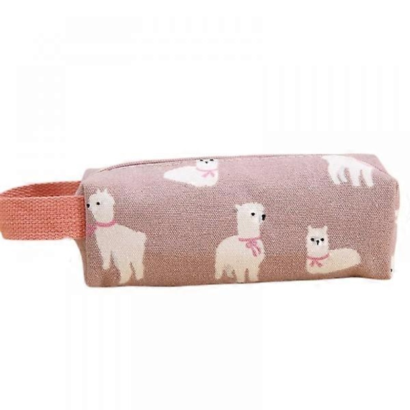 1 Pencil Case High Capacity Cartoon Print Canvas Pencil Case Stationery Case Handheld Pencil Case Cosmetic Makeup Bag