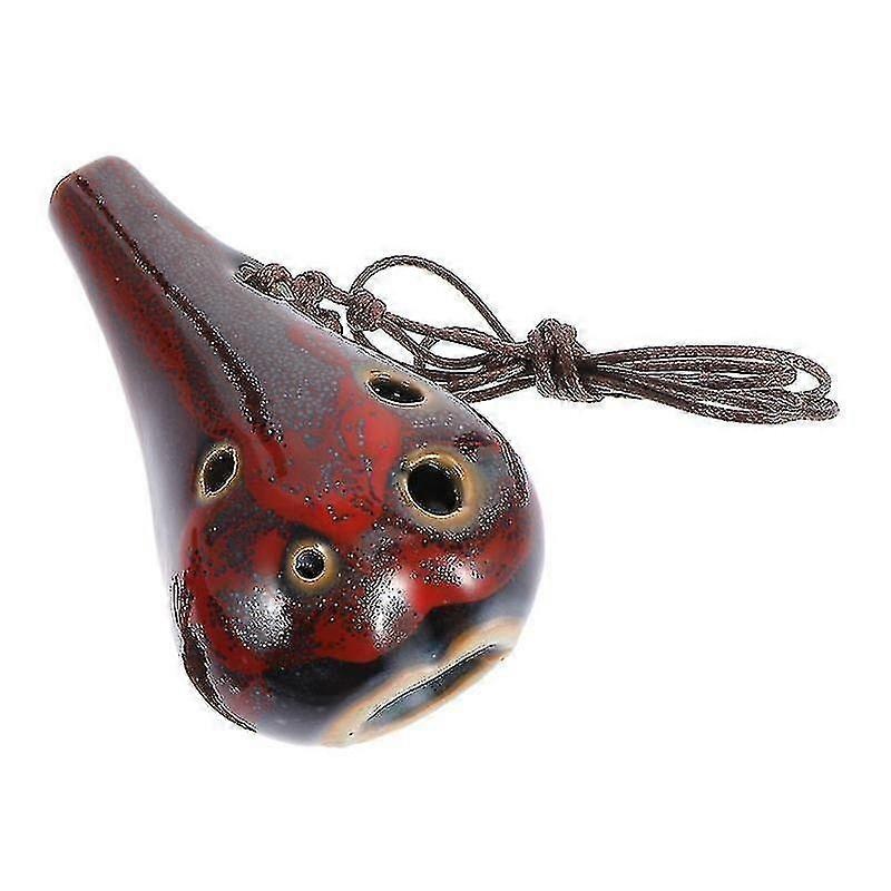 10×5.5x5cm Random Color Ocarinas Creative Ceramic 6-hole Alto Ocarina Portable Small Wind Instrument