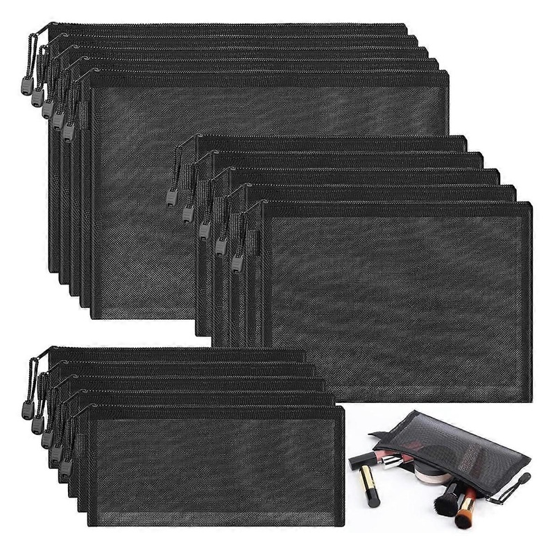 15pcs Mesh Makeup Bags, 3 Sizes Nylon Makeup Bags with Zipper