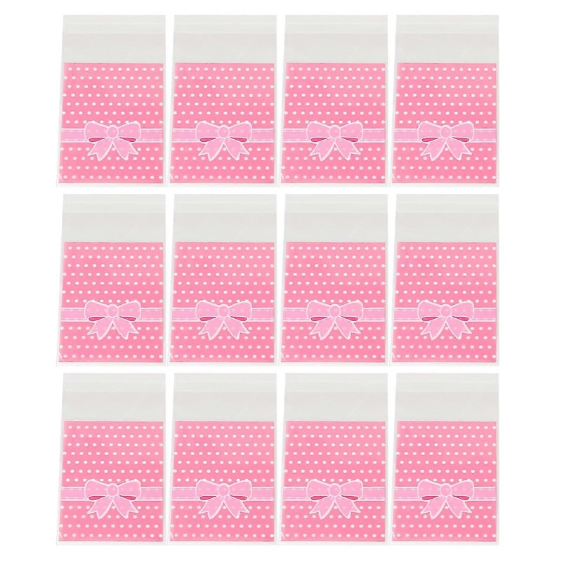 200pcs Bowknot Packing Bag Candy Wrapping Bag Plastic Cookies Storage Pouch