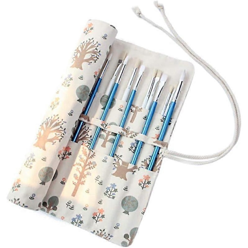 20 Slot Pencil Roll Up Case Portable Canvas Artist Paint Brush Holder Large Capacity Drawing Pen Pouches Cases Bag Storage Paintbrush Organizer Teenag