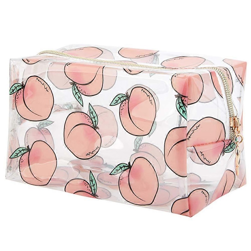 2 pieces of transparent cosmetic bag for lady, transparent travel cosmetic bag, cosmetic bag storage bag, cute printing storage bag (peach, watermelon