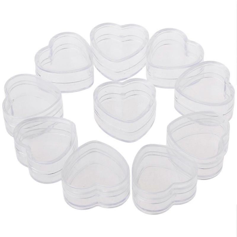 10Pcs Plastic Heart Shape Cream Box Cosmetic for Case Transparent Makeup Contain  4g white