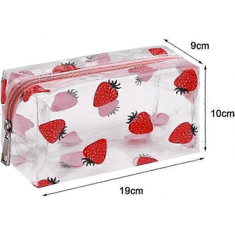 2 pieces of transparent pencil case, fruit cosmetic bag, PVC cosmetic travel bag