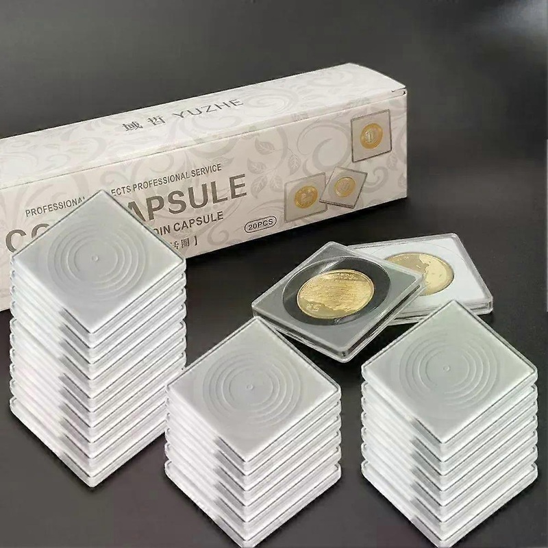 20pcs Collection Organizer Storage Box Coin Capsule Case Container Square Collection Box Coin Capsule Universals Inner Pad