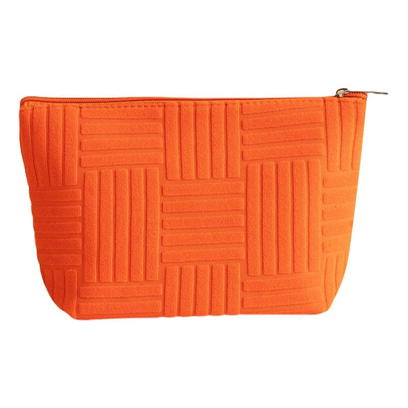 Women Makeup Bag Casual Polyester Cosmetic Case Large Capacity Toiletry Bag Casual Handbag for Organizing Beauty Items  Orange