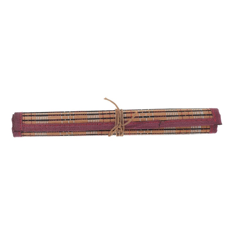 Writing Brush Holder Bamboo Rollup Brush Holder for Office Workers Large Capacity 1Pcs