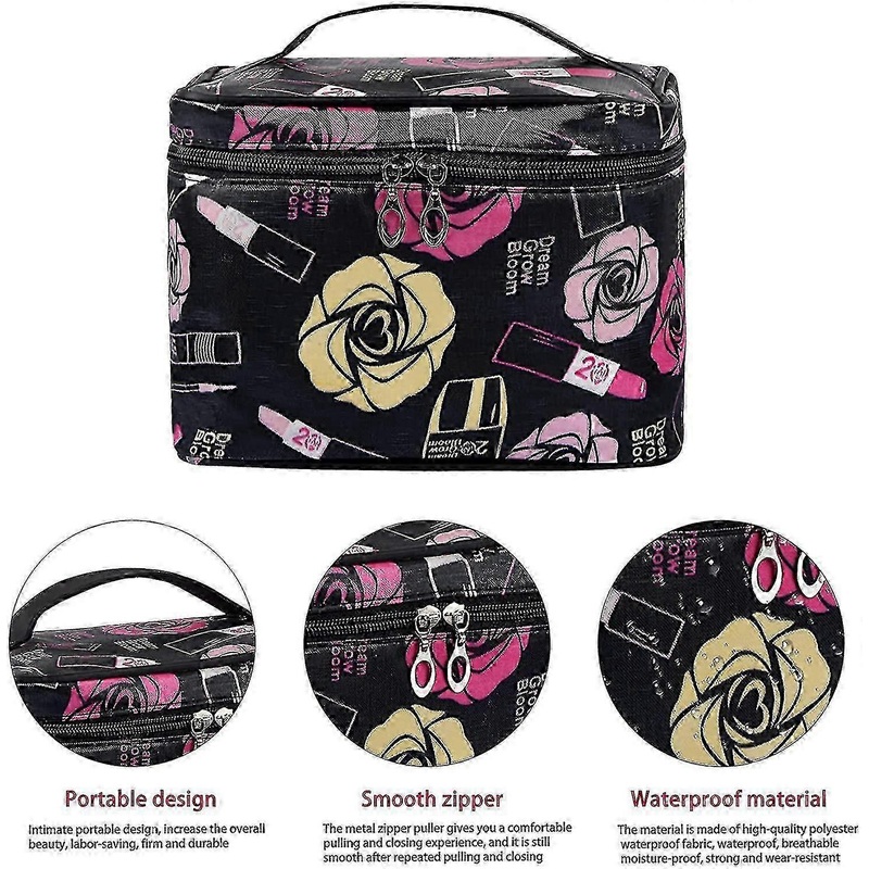 ZENGO Travel Makeup Bag, Large Capacity Makeup Organiser Bag, Waterproof Portable