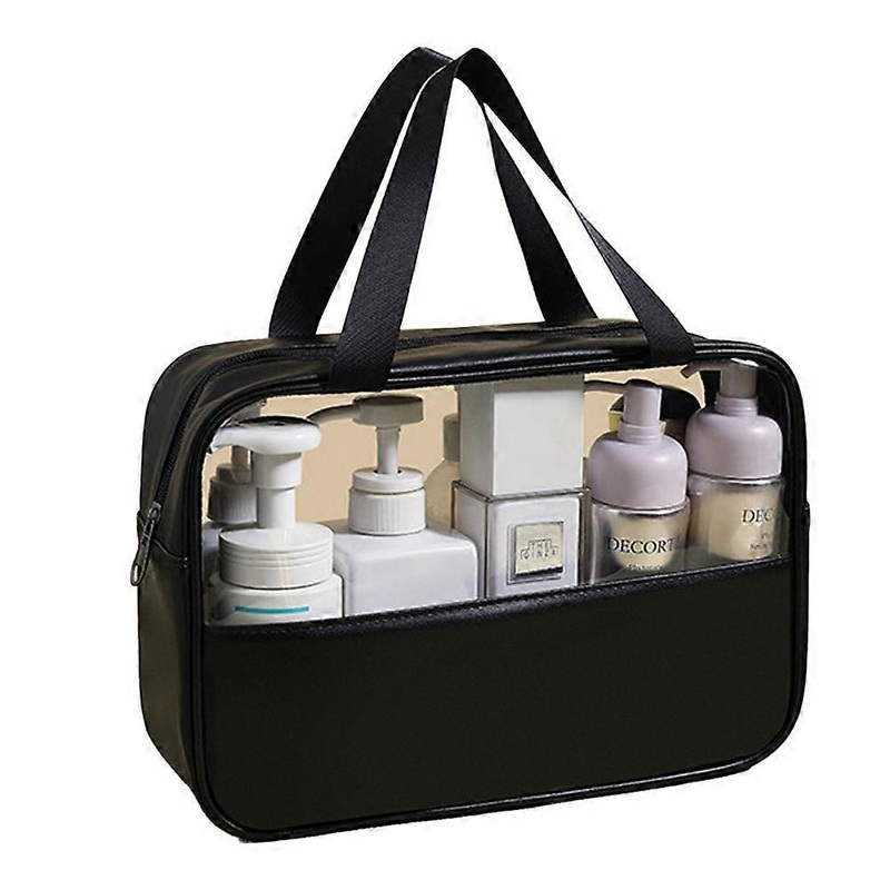 (BAG)Large stitching transparent cosmetic bag PVC bath cosmetic bag PU waterproof large capacity
