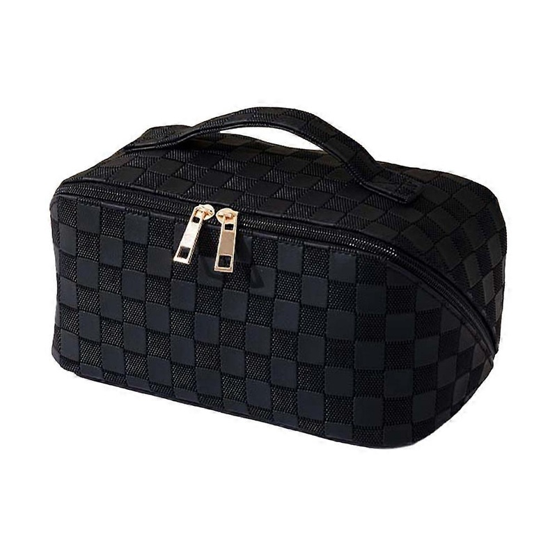 (BAG)PU checkered cosmetic bag waterproof storage bag portable cosmetic pillow bag