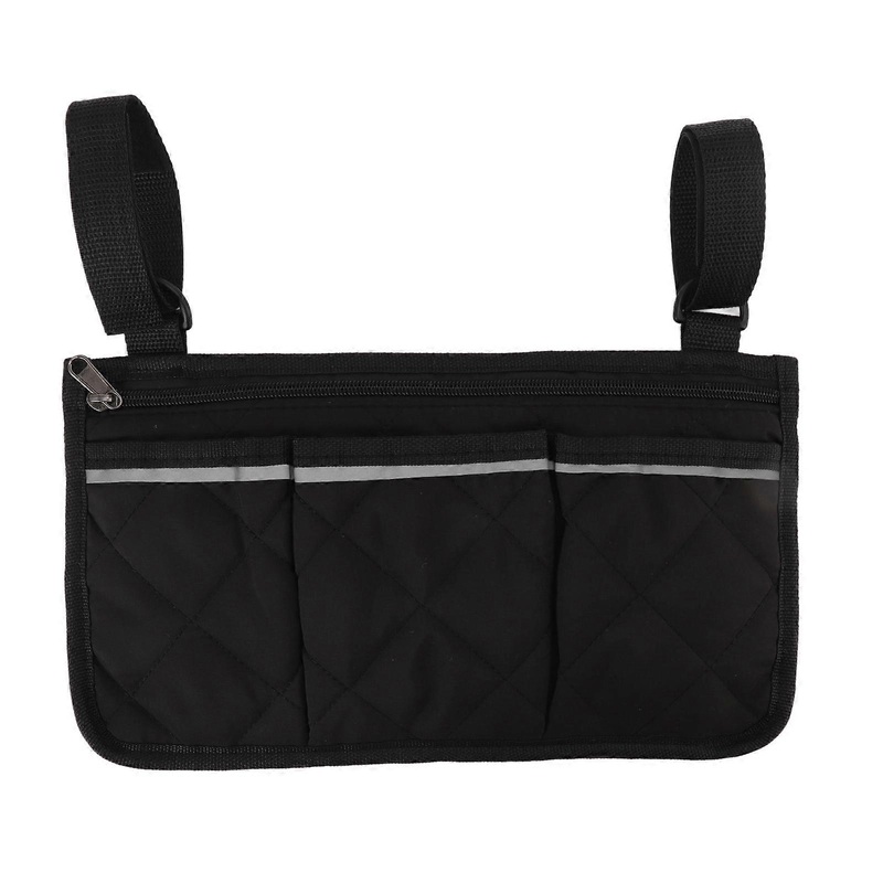 Wheelchair Pouch Bag Waterproof Plastics Multi Pocket Design Wheelchair Side Pocket for Outdoor Mobile Chair Black